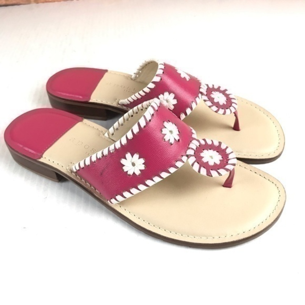 Apostrophe Pink and Cream Leather Sandals Size 6M